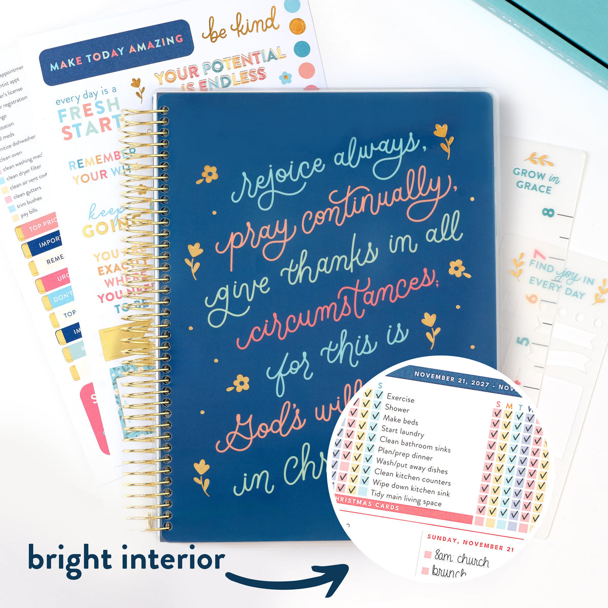 2027 scripture home planner cover with bright interior callout