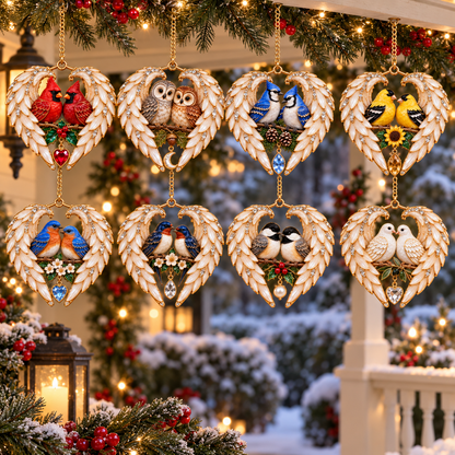 ❤️🐦2026 Angel Wing Heart Christmas Ornaments