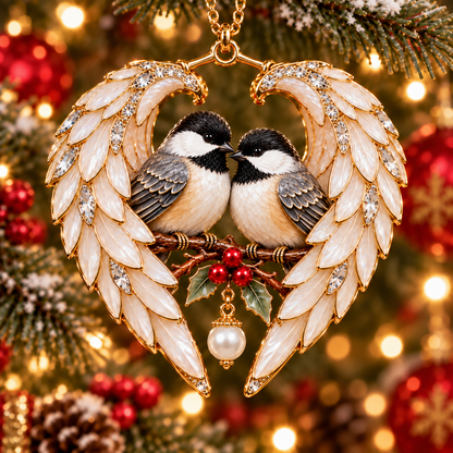 ❤️🐦2026 Angel Wing Heart Christmas Ornaments