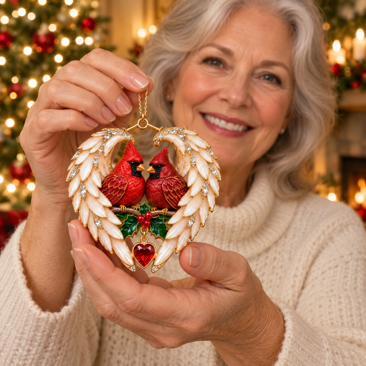 ❤️🐦2026 Angel Wing Heart Christmas Ornaments
