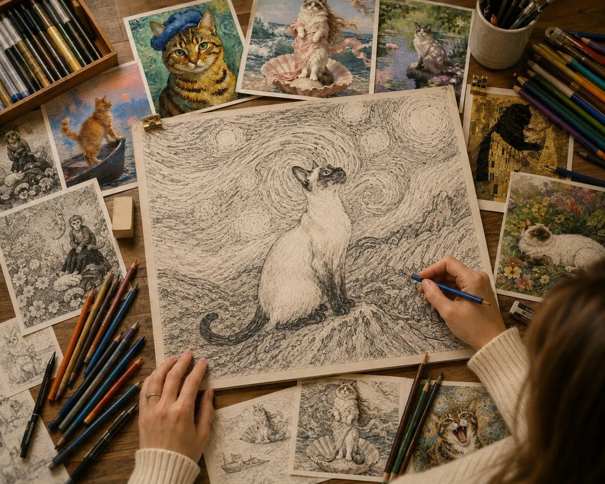 🔥Last Day 50% OFF🐱2027 Cat Art Calendar - 12 Masterpieces Reimagined With A Curious Feline Twist