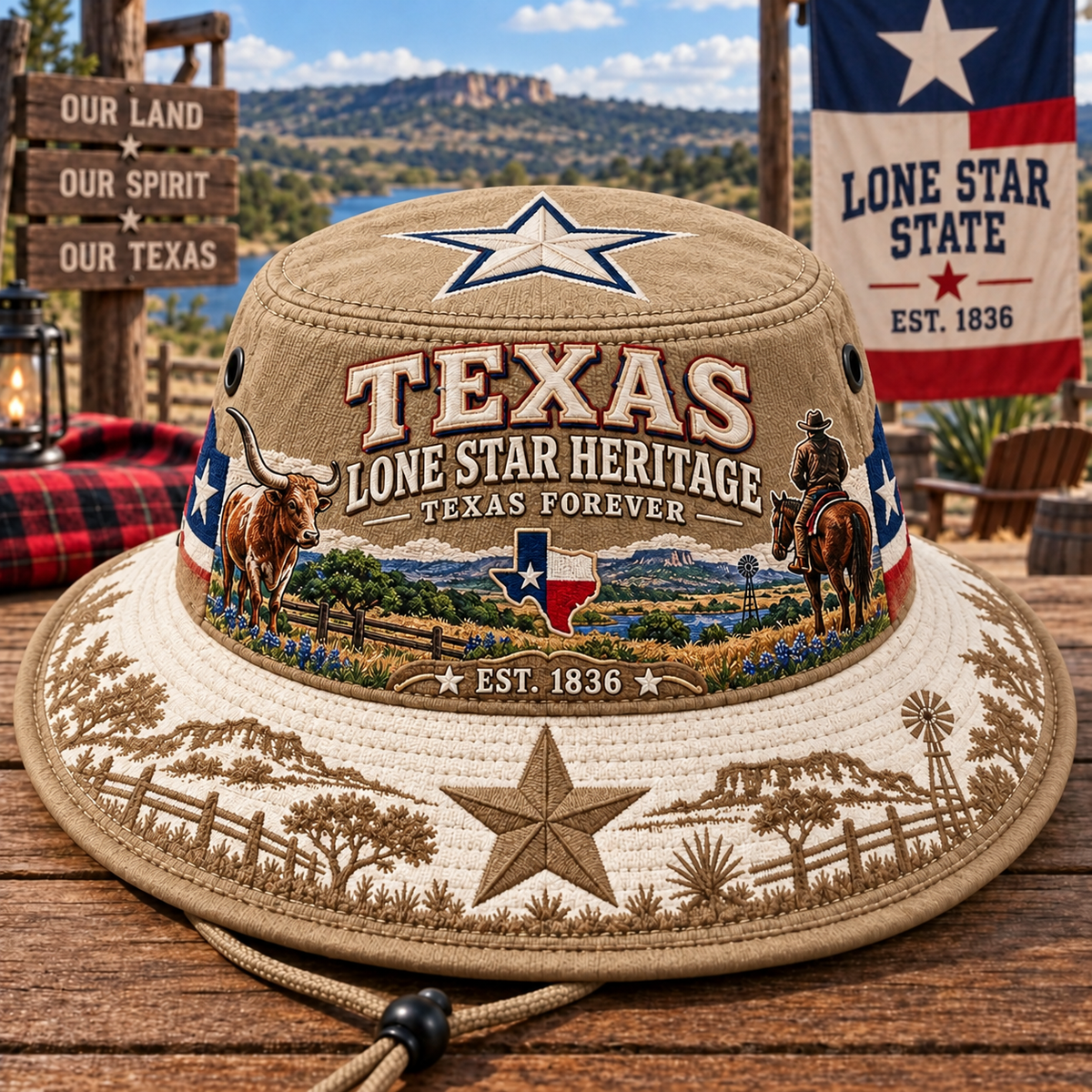 Khaki Texas Lone Star Heritage boonie hat