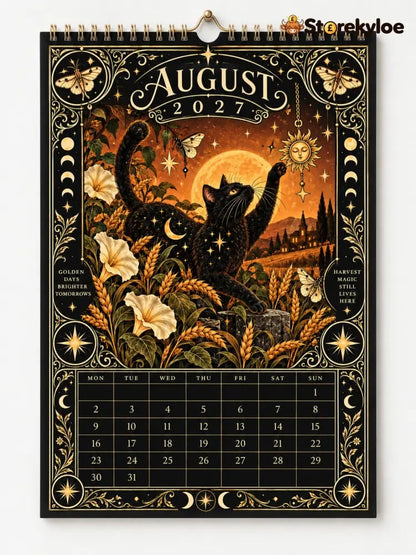 🌙 Moonlit Whispers 2027 – Mystical Black Cat Celestial Wall Calendar：A Little Magic for Every Month of 2027