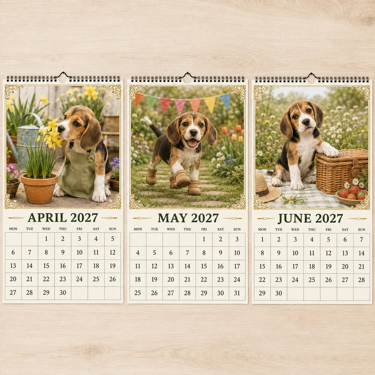 2027 Funny Beagle Wall Calendar | A4 Hanging Calendar