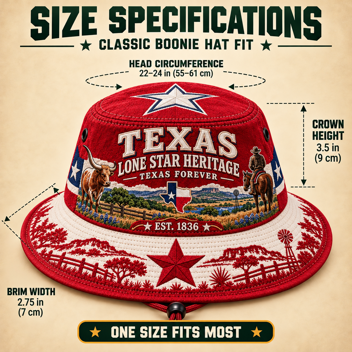 🤠⭐ Texas Lone Star Heritage Boonie Hat — Texas Forever, Est. 1836 🇺🇸