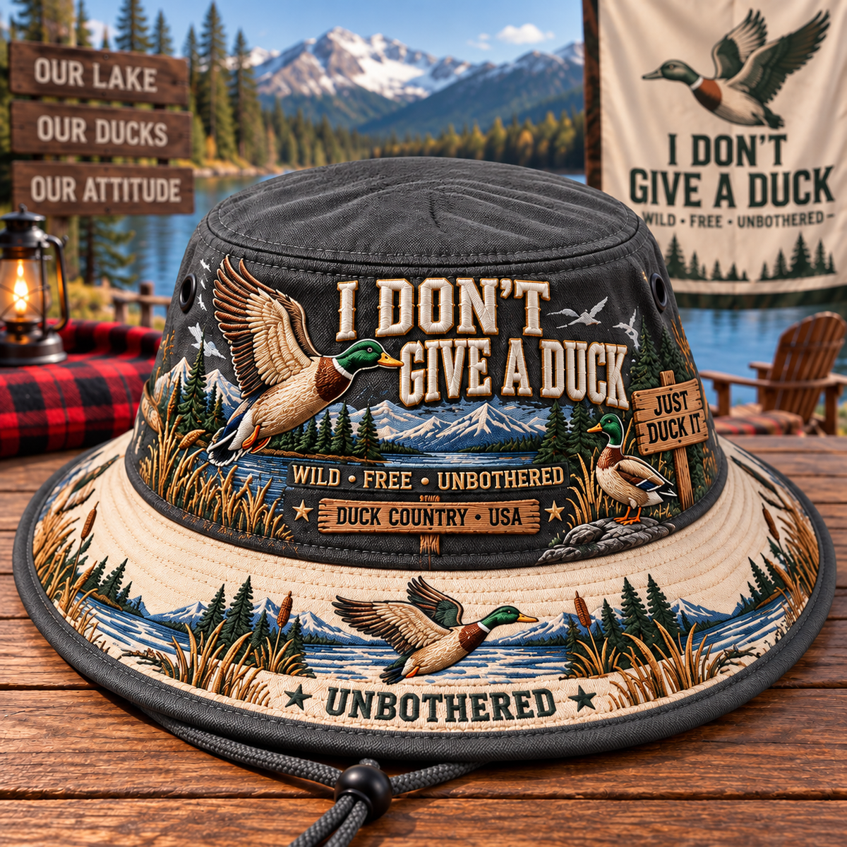 🦆🌲 I Don’t Give a Duck Boonie Hat — Wild, Free & Unbothered