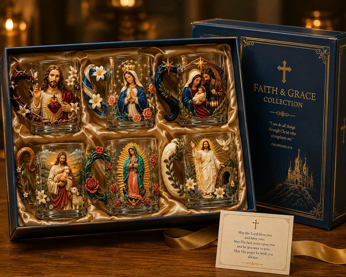 ⏳ Last Day 49% OFF – ✝️ 3D Christian Devotional Glass Mug Collection
