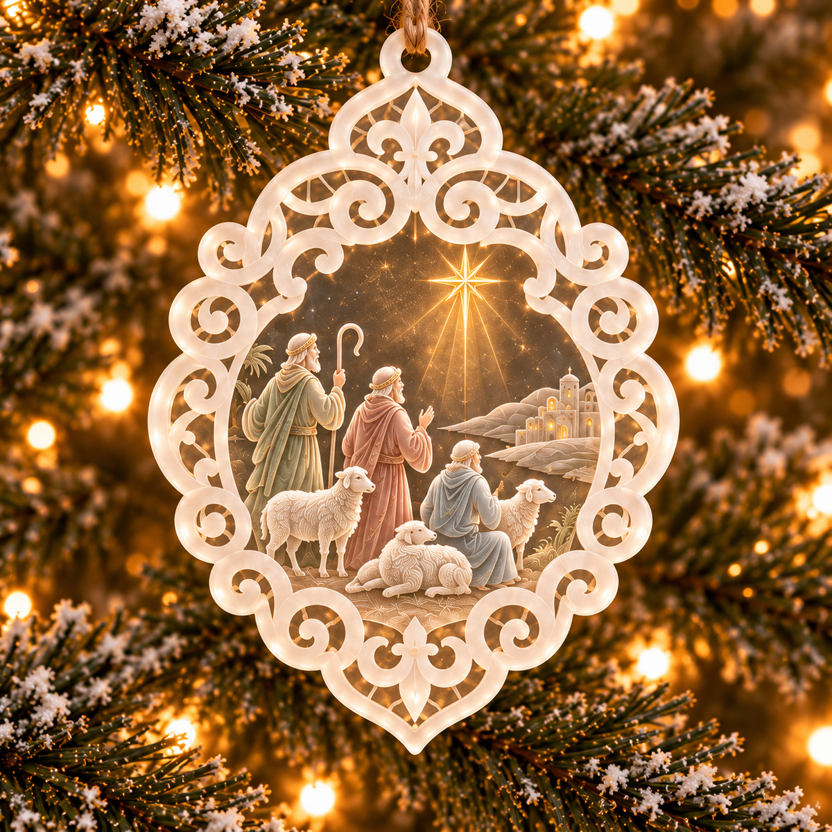 ✝️👼6-Piece Nativity Christmas Ornaments – Holy Family, Three Wise Men & Angels