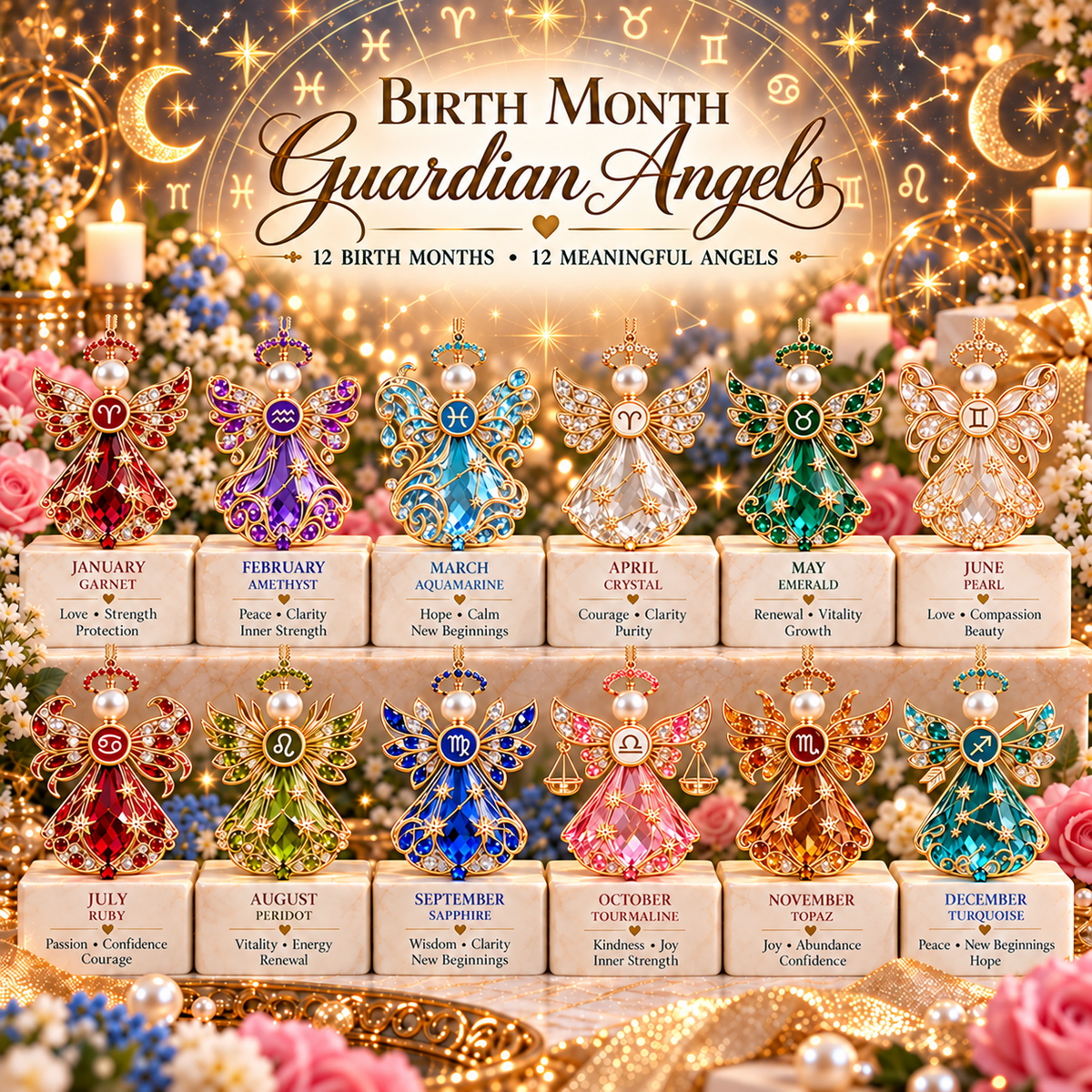 🌟Christmas Zodiac Birthstone Guardian Angel Card👼