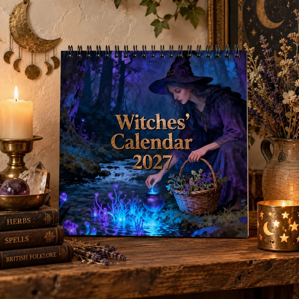 🔮🧙Witches’ Calendar 2027 Wall Calendar – 12-Month Mystical Witch Calendar, Enchanted Forest Hanging Wall Planner for Wicca, Witchcraft & Magic Lovers