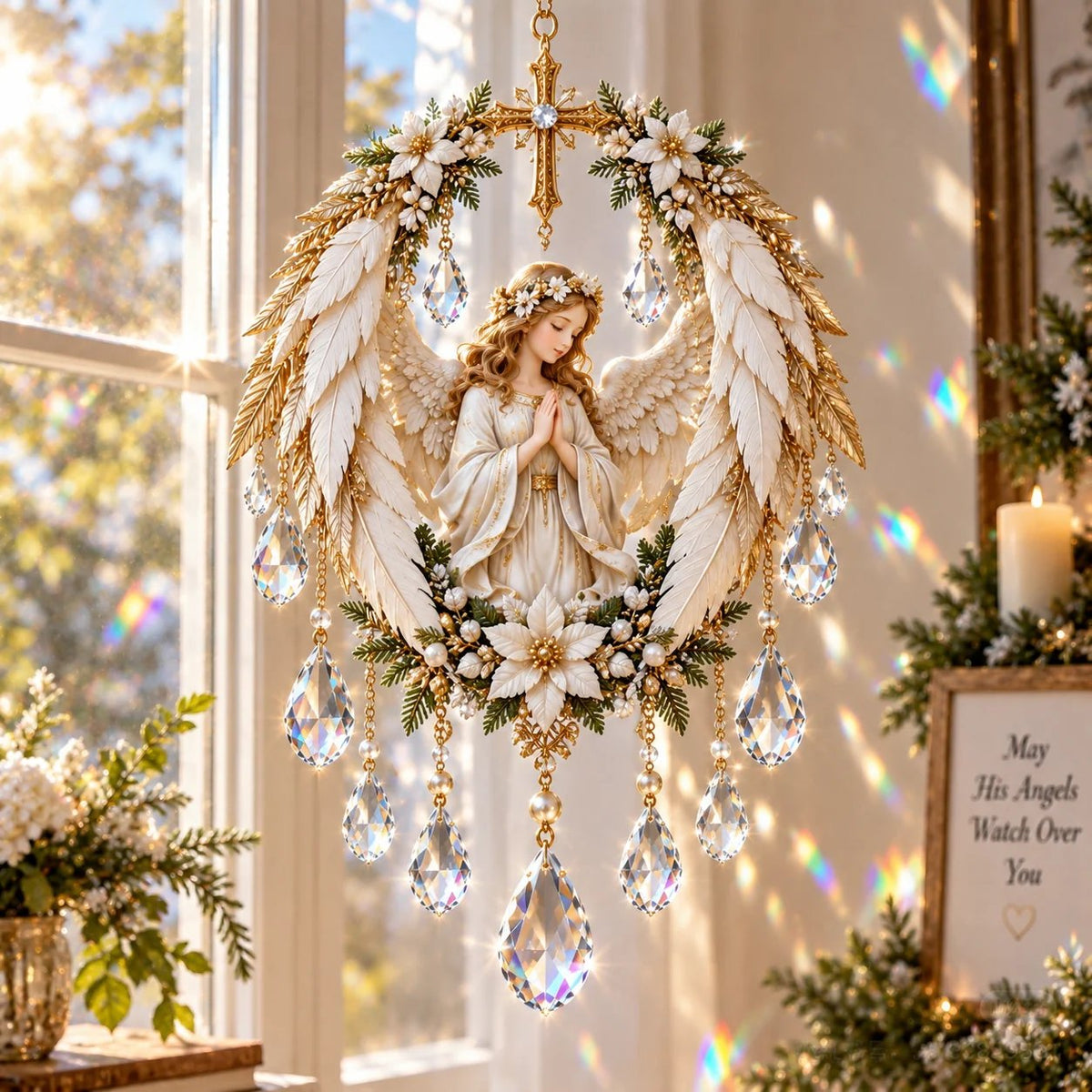 ✝️3D Christian Crystal Suncatcher | 5 Faith-Inspired Window Designs with Cascading Rainbow Crystals ✨