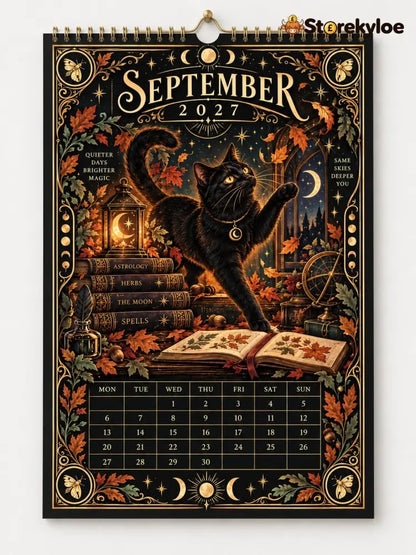 🌙 Moonlit Whispers 2027 – Mystical Black Cat Celestial Wall Calendar：A Little Magic for Every Month of 2027