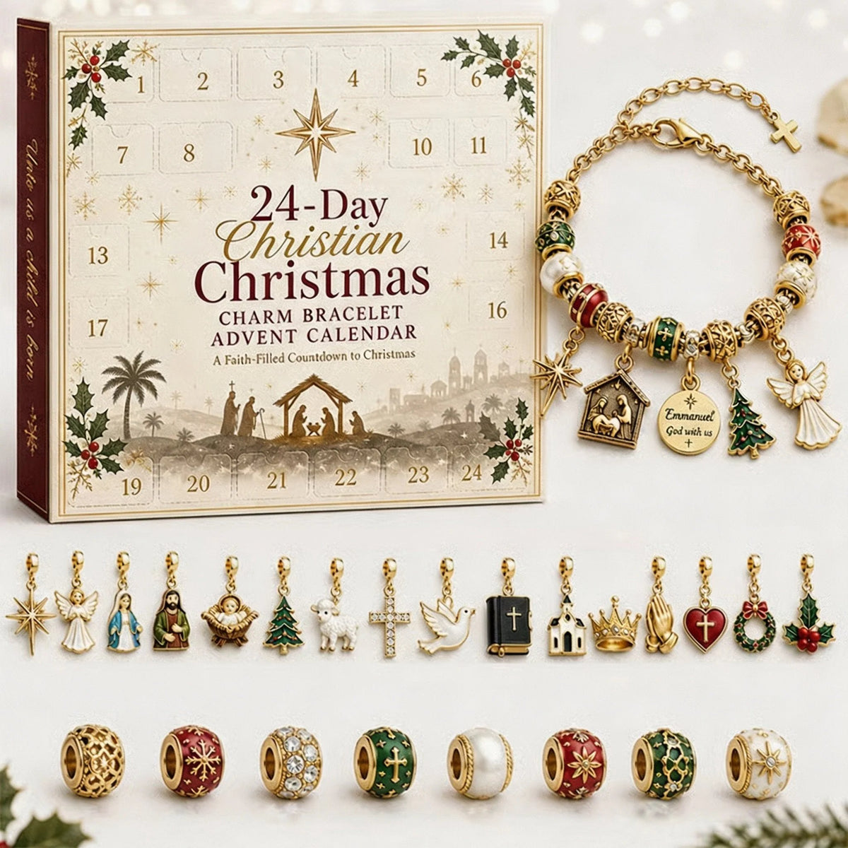 Christian Christmas charm bracelet and Advent calendar collection