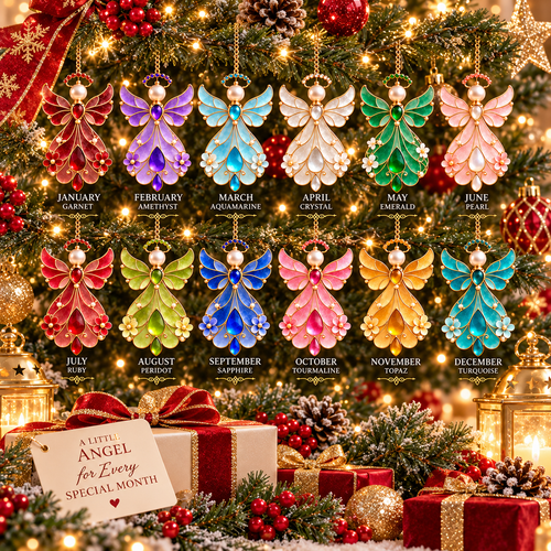 ✨👼12-Month Birthstone Angel Ornament Collection – Stained Glass Christmas Tree Decorations & Meaningful Keepsake Gifts