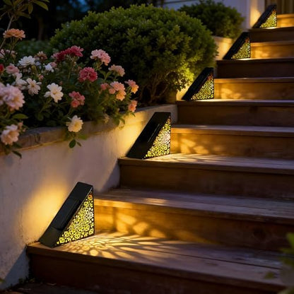 Metal Solar Step Lights Outdoor Waterproof IP65 for Stairs Steps Deck Patio Yard Garden