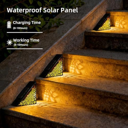 Metal Solar Step Lights Outdoor Waterproof IP65 for Stairs Steps Deck Patio Yard Garden