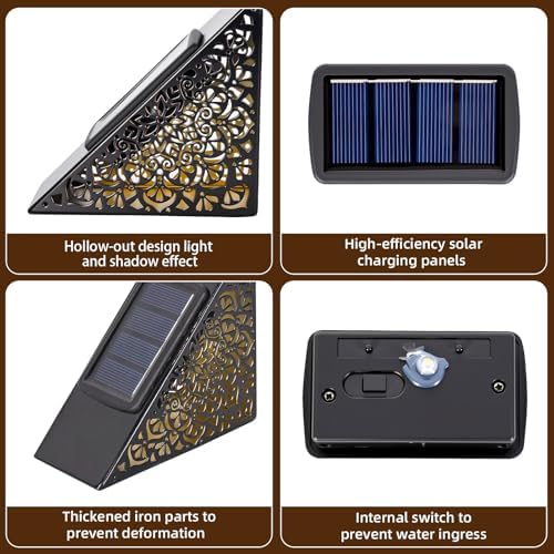 Metal Solar Step Lights Outdoor Waterproof IP65 for Stairs Steps Deck Patio Yard Garden