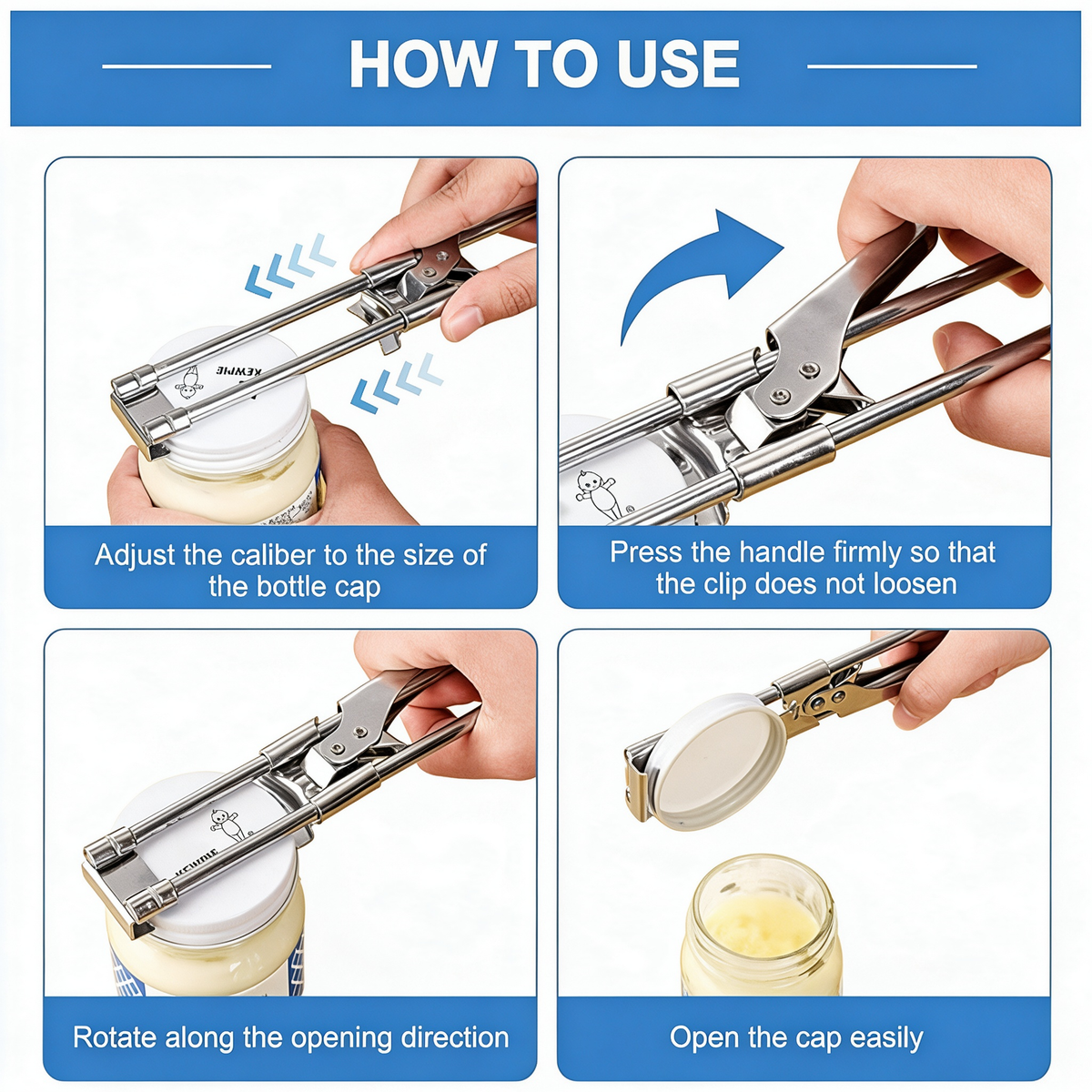 Adjustable Jar & Bottle Opener – Stainless Steel Kitchen Tool