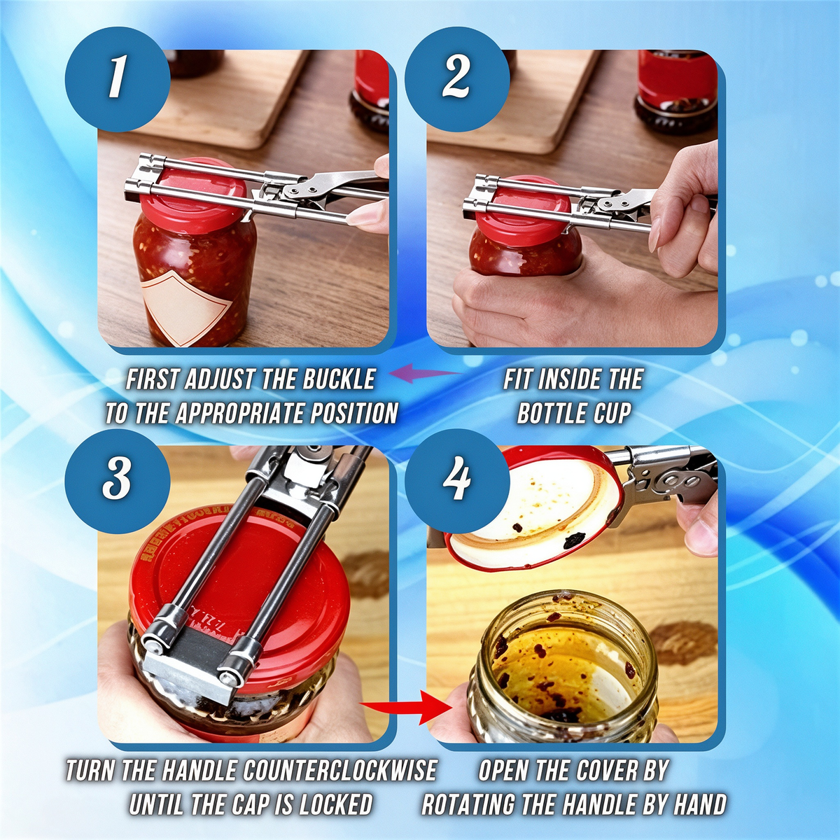 Adjustable Jar & Bottle Opener – Stainless Steel Kitchen Tool