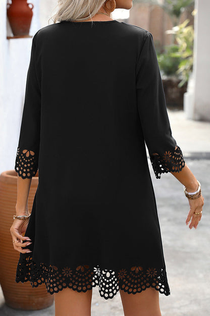 Fashion Solid Color Hollow Casual Dress