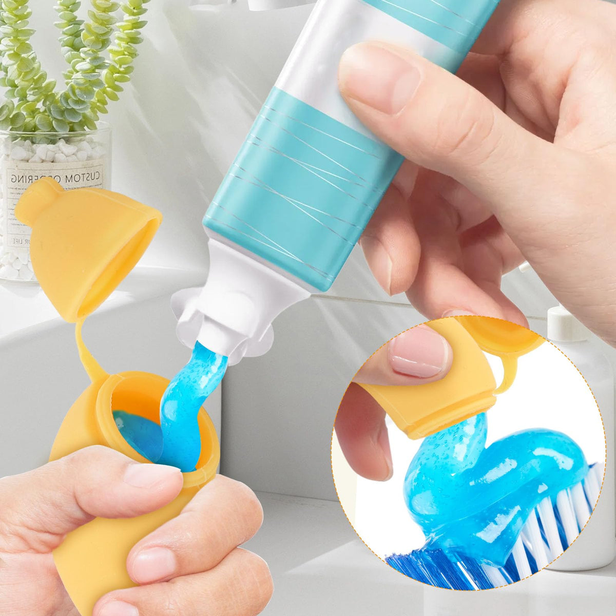 Banana Toothbrush Travel Case, 2-in-1 Toothbrush Head Cover & Portable Toothpaste Container, Built-in Hanging Rope for Vacation, Camping
