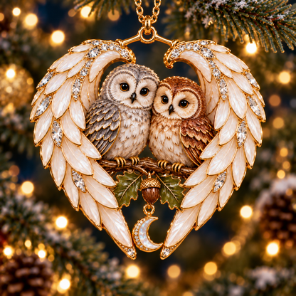 ❤️🐦2026 Angel Wing Heart Christmas Ornaments