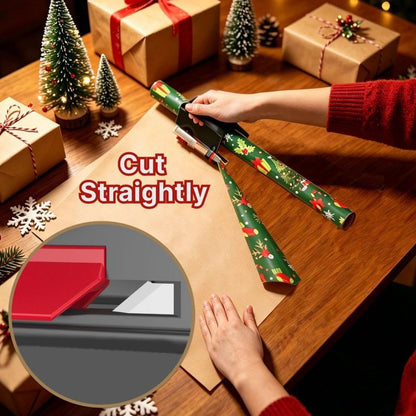 2-in-1 Wrapping Paper Cutter & Tape Dispenser for Any Diameter Paper Roll