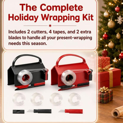 2-in-1 Wrapping Paper Cutter & Tape Dispenser for Any Diameter Paper Roll