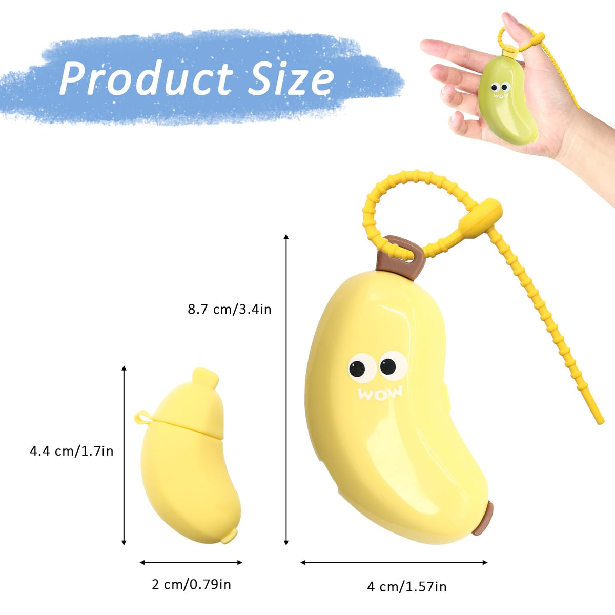 Banana Toothbrush Travel Case, 2-in-1 Toothbrush Head Cover & Portable Toothpaste Container, Built-in Hanging Rope for Vacation, Camping