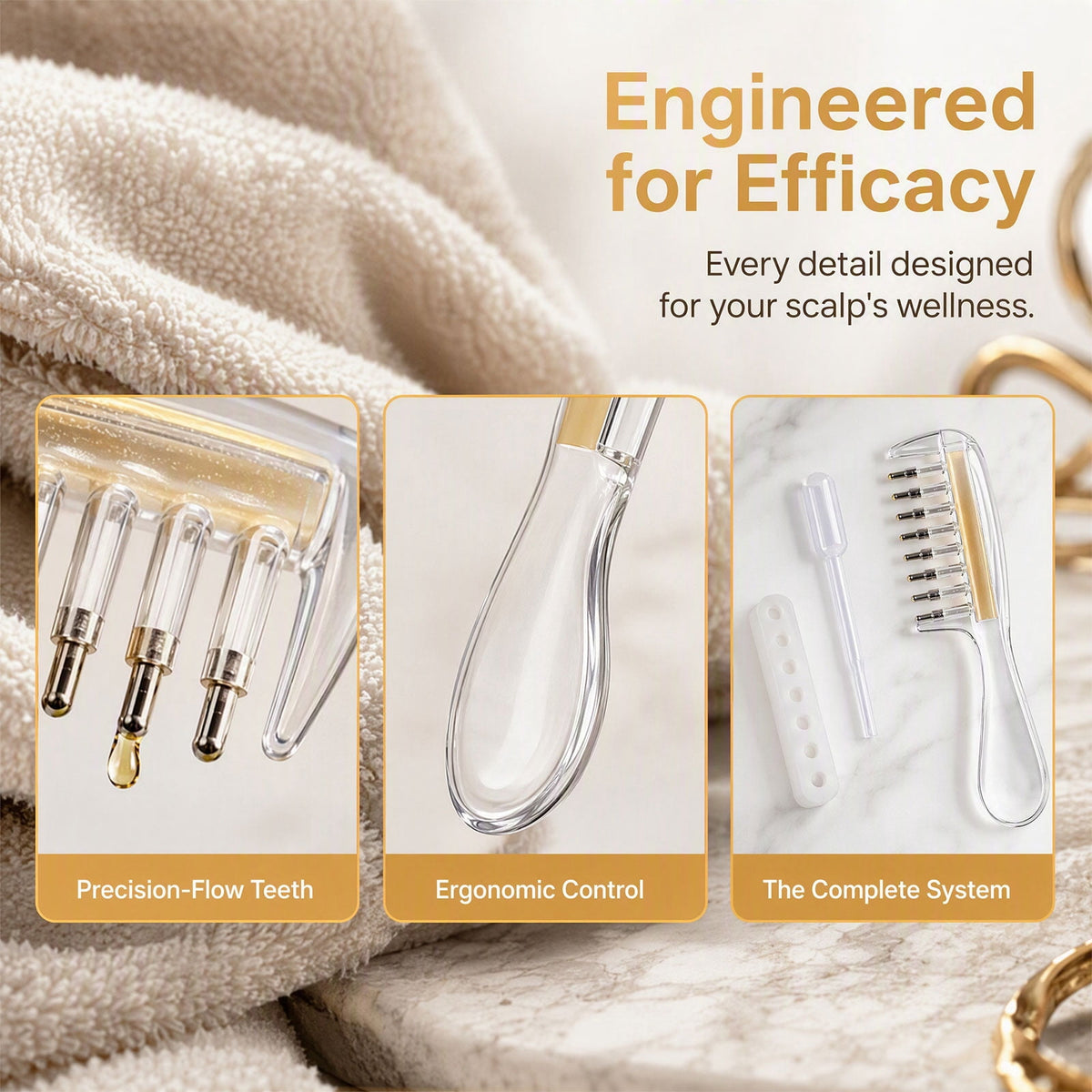 Scalp oil applicator comb detail view 8