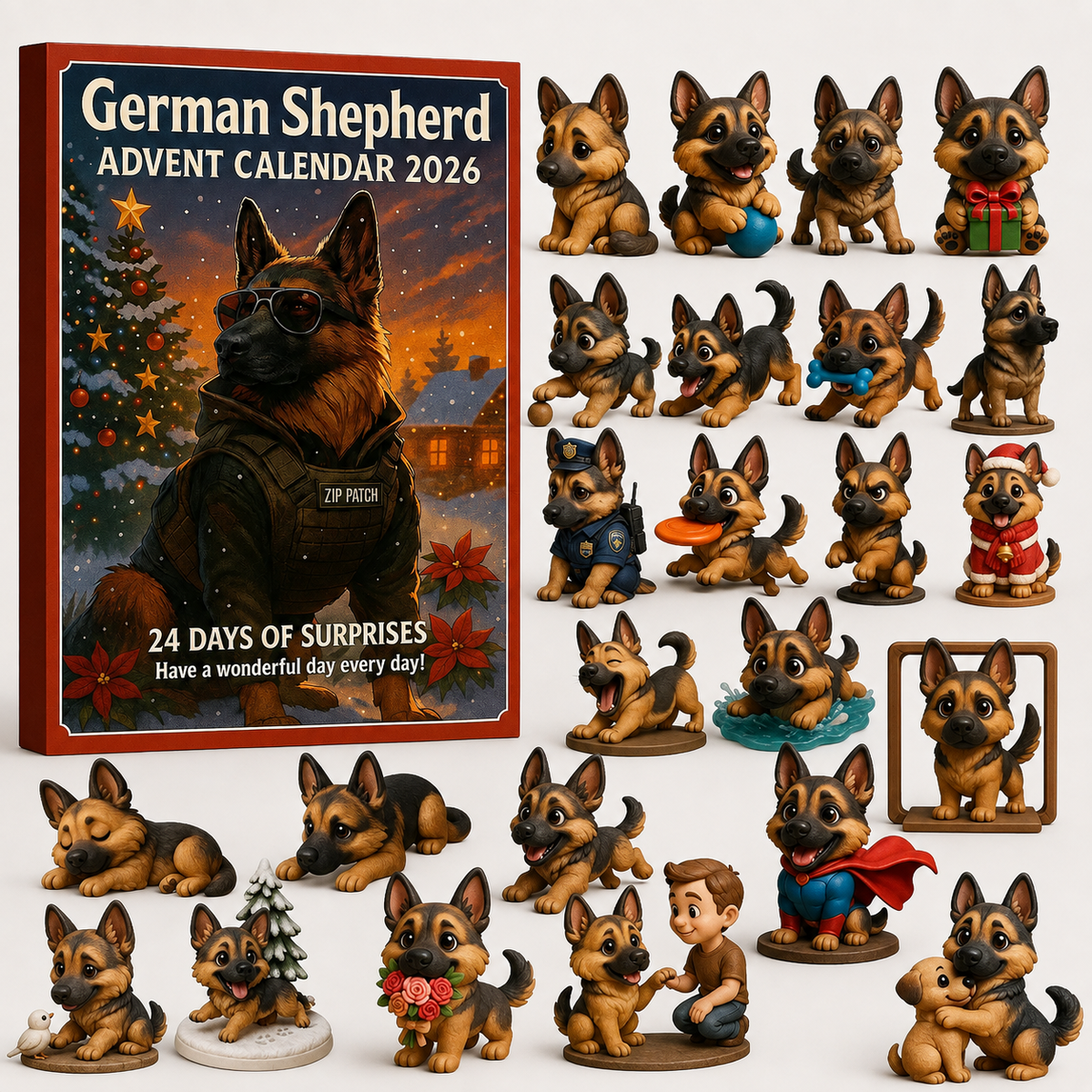 Full 24-character German Shepherd Advent Calendar collection