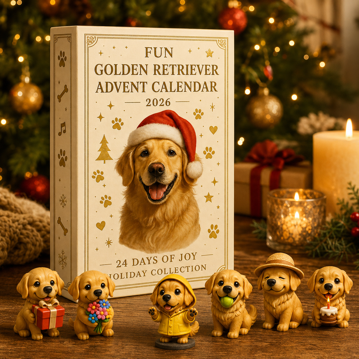 Fun Golden Retriever Advent Calendar holiday display
