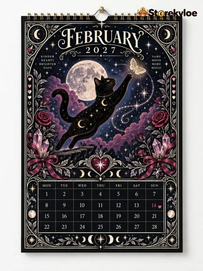 🌙 Moonlit Whispers 2027 – Mystical Black Cat Celestial Wall Calendar：A Little Magic for Every Month of 2027