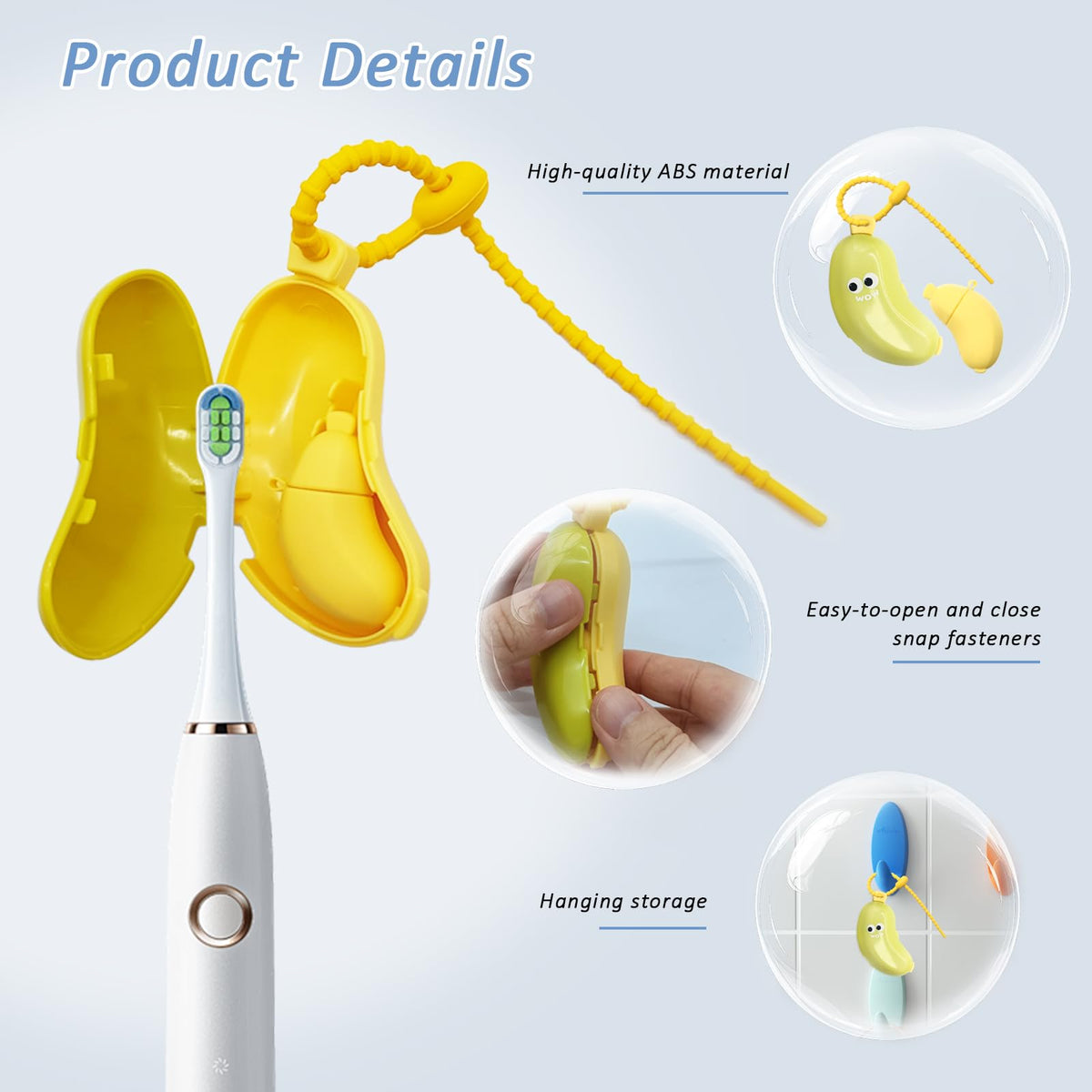 Banana Toothbrush Travel Case, 2-in-1 Toothbrush Head Cover & Portable Toothpaste Container, Built-in Hanging Rope for Vacation, Camping