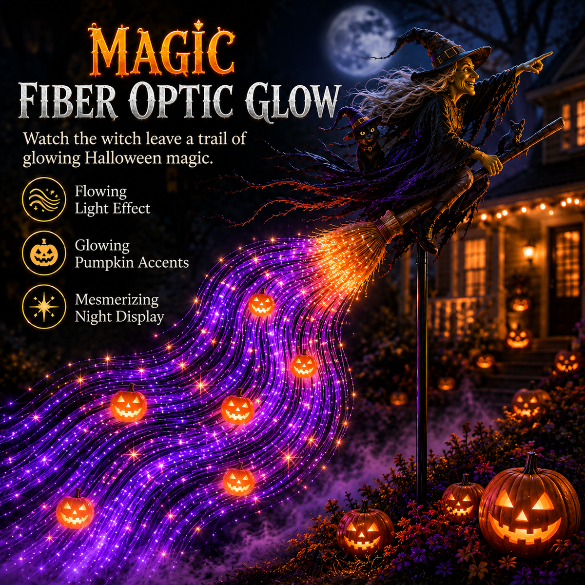 🎃 HALLOWEEN MAGIC SALE  50% OFF - Witch’s Magic Trail ✨ Solar Fiber Optic Yard Light