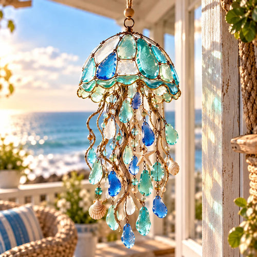 🌊✨ Sea Glass Coastal Charms™ – Handcrafted Ocean Suncatcher Hanging Ornament Collection
