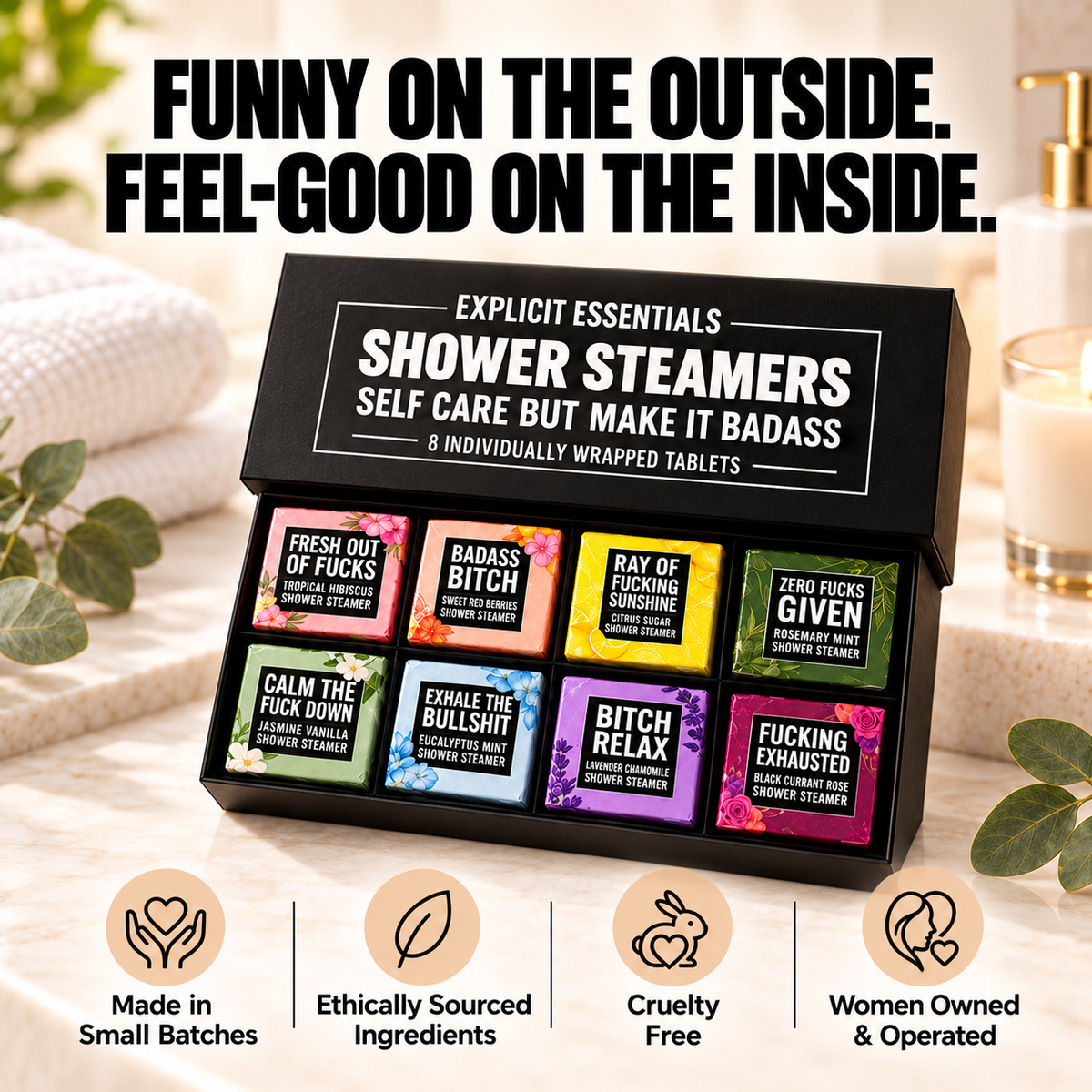 ✨Bad Day Shower Steamers Gift Set – 8 Scented Self-Care Shower Tablets