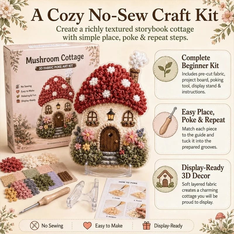 ✨Whimsical Village 3D Fabric Poke Art Kit