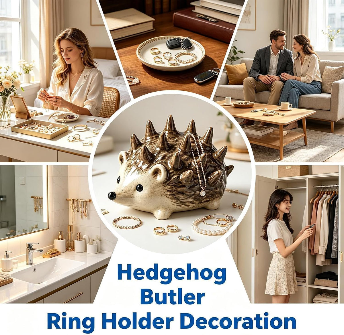 ✨ Cute Resin Hedgehog Ring & Trinket Holder