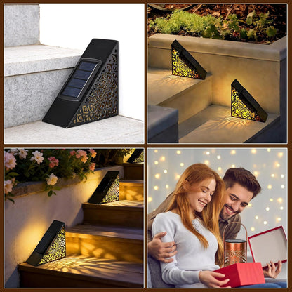 Metal Solar Step Lights Outdoor Waterproof IP65 for Stairs Steps Deck Patio Yard Garden
