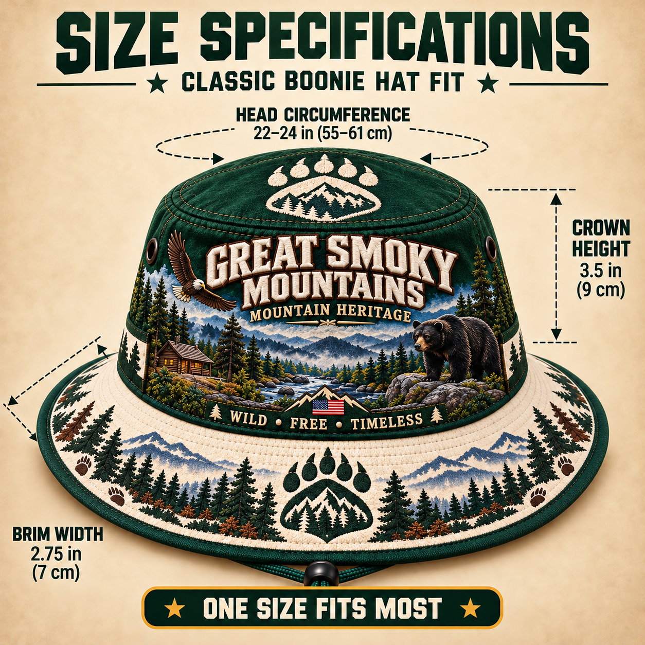 Green Great Smoky Mountains boonie hat