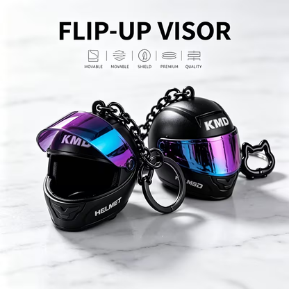 Biker helmet light keychain