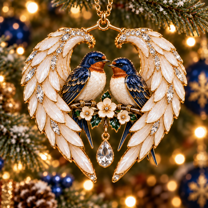 ❤️🐦2026 Angel Wing Heart Christmas Ornaments