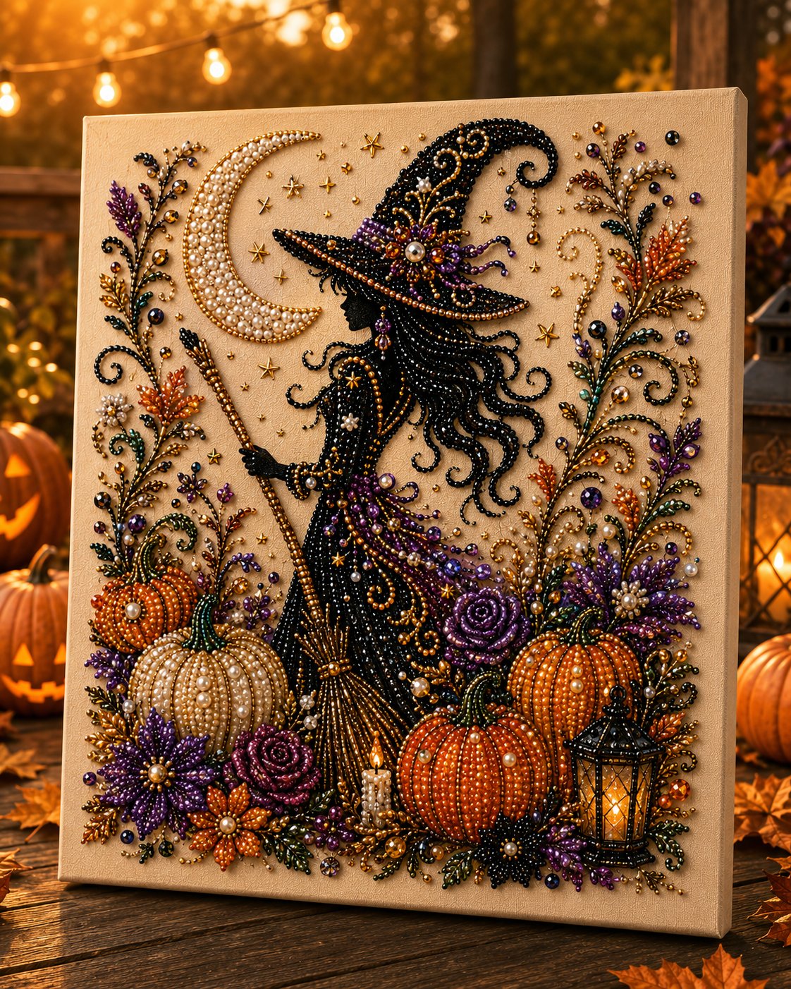 Halloween Pearl Art DIY Kit – Turn Tiny Pearls into Spooky-Cute Magic (Size:7.87in*7.87in)