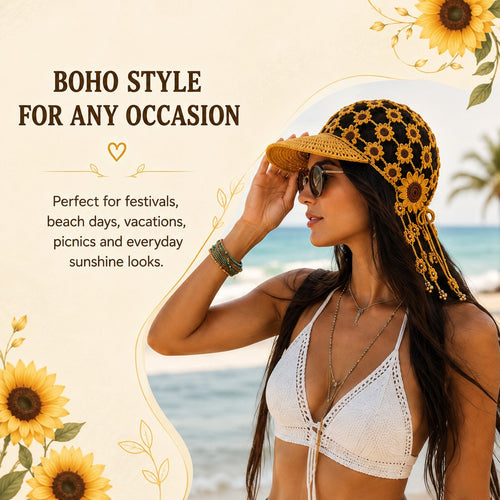 🔥last Day 49% Off - ☀ 🌻 Knitted Sunflower Hollow-out Baseball Cap