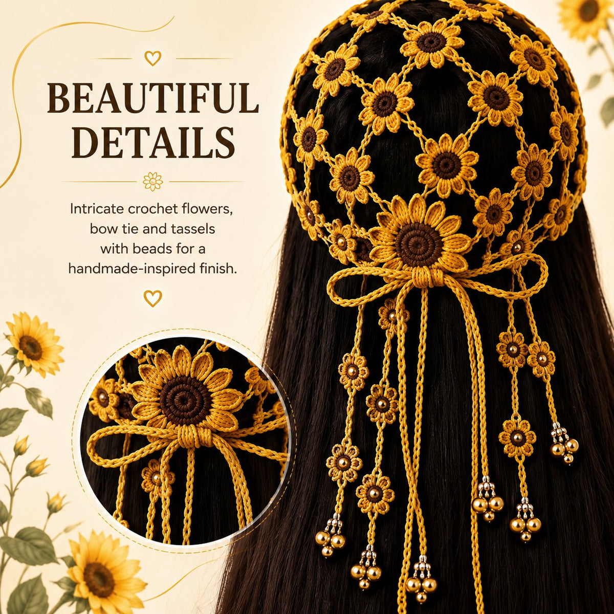🔥last Day 49% Off - ☀ 🌻 Knitted Sunflower Hollow-out Baseball Cap