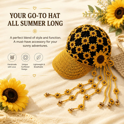 🔥last Day 49% Off - ☀ 🌻 Knitted Sunflower Hollow-out Baseball Cap