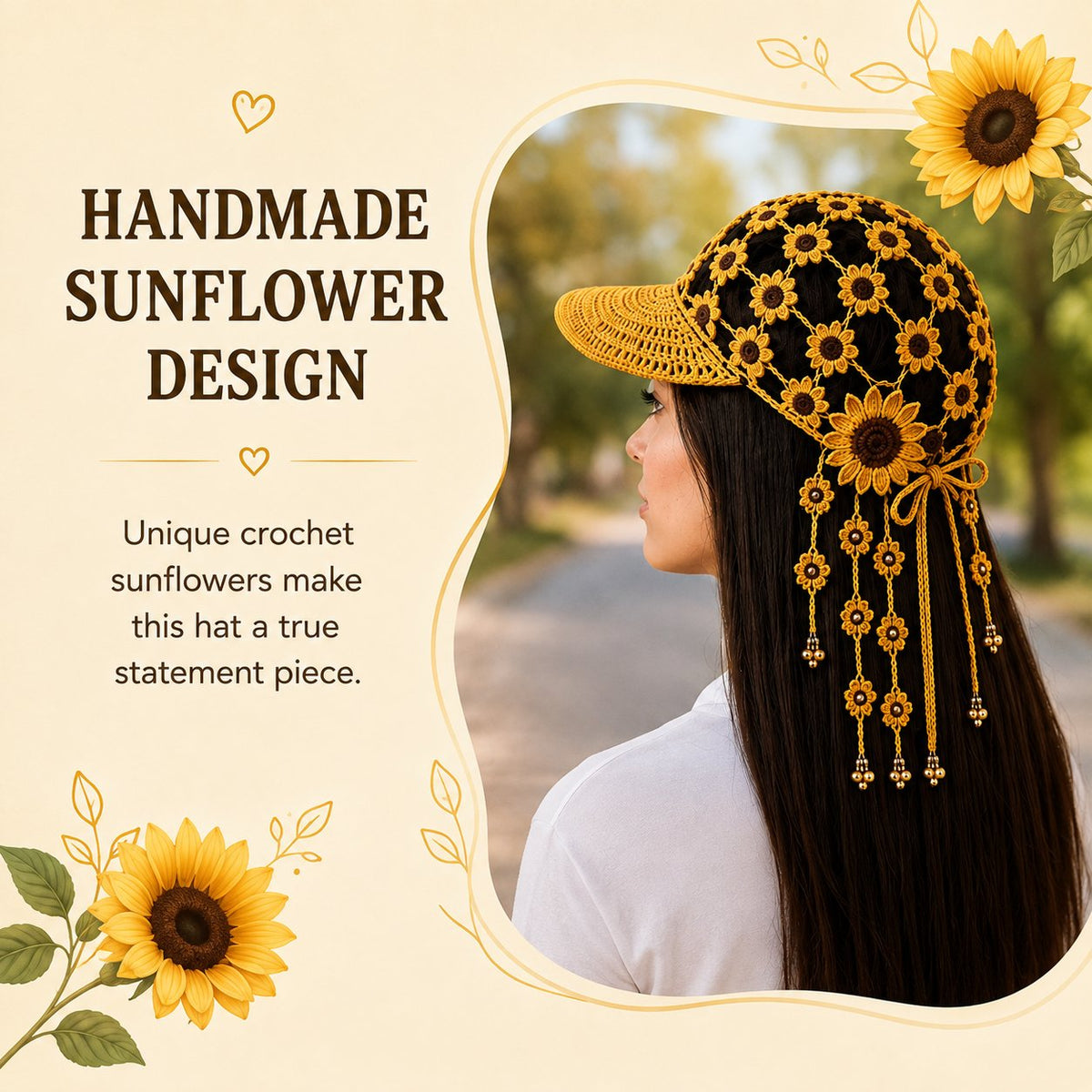 🔥last Day 49% Off - ☀ 🌻 Knitted Sunflower Hollow-out Baseball Cap