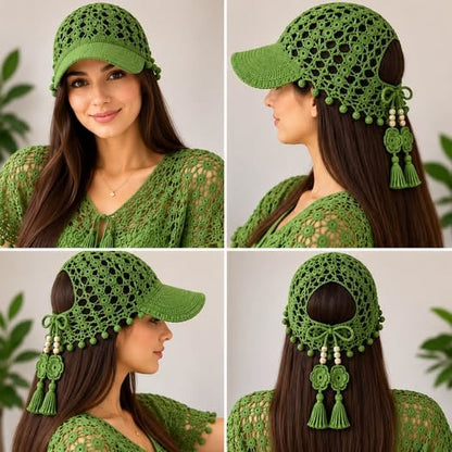 🔥last Day 49% Off - ☀ 🌻 Knitted Sunflower Hollow-out Baseball Cap
