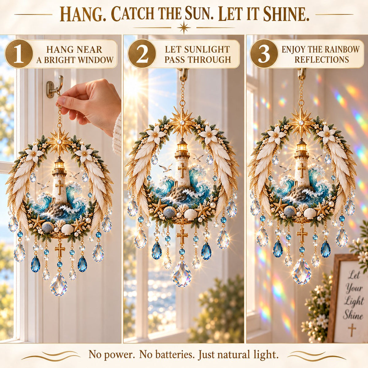 ✝️3D Christian Crystal Suncatcher | 5 Faith-Inspired Window Designs with Cascading Rainbow Crystals ✨